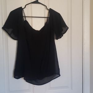 Black Off The Shoulder Flowy Blouse